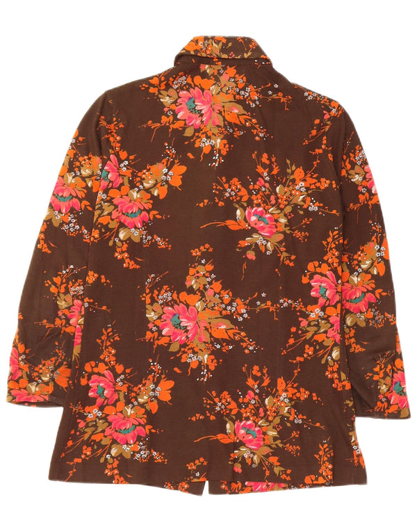 VINTAGE Dameskjorte UK 10 Small Brown Floral