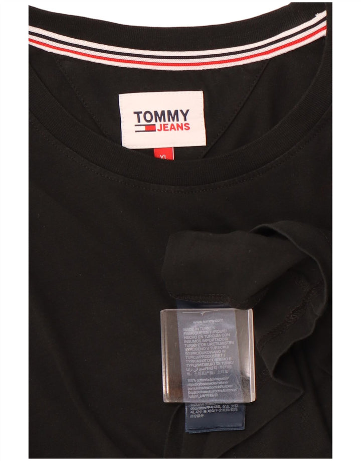 TOMMY HILFIGER Herre T-Shirt Top XL Sort Bomuld