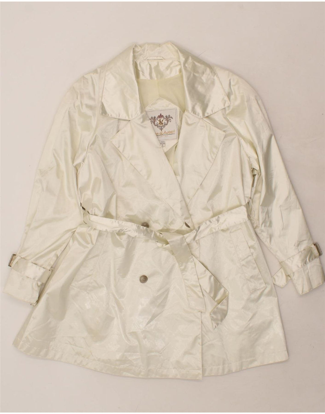 LAURA WINSTON Womens Loose Fit Double Breasted Coat US 8 Medium White Vintage Laura Winston and Second-Hand Laura Winston from Messina Hembry 