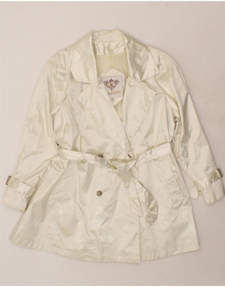 LAURA WINSTON Womens Loose Fit Double Breasted Coat US 8 Medium White Vintage Laura Winston and Second-Hand Laura Winston from Messina Hembry 