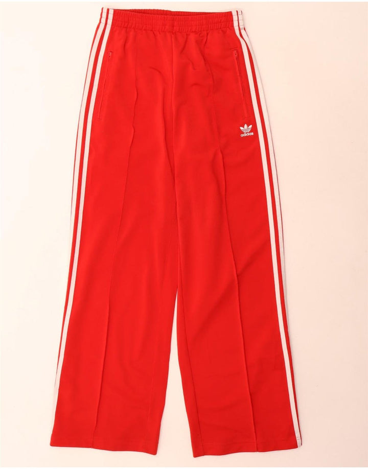 Adidas Womens Wide Leg Tracksuit Trousers UK 12 Medium Red Polyester