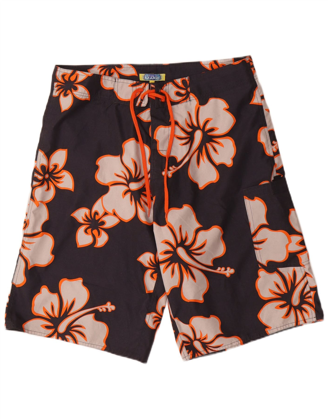 Sapore Di Mare Badeshorts til mænd, store sorte blomsterpolyester