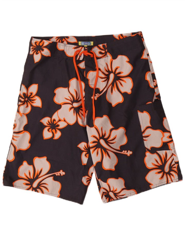 Sapore Di Mare Badeshorts til mænd, store sorte blomsterpolyester
