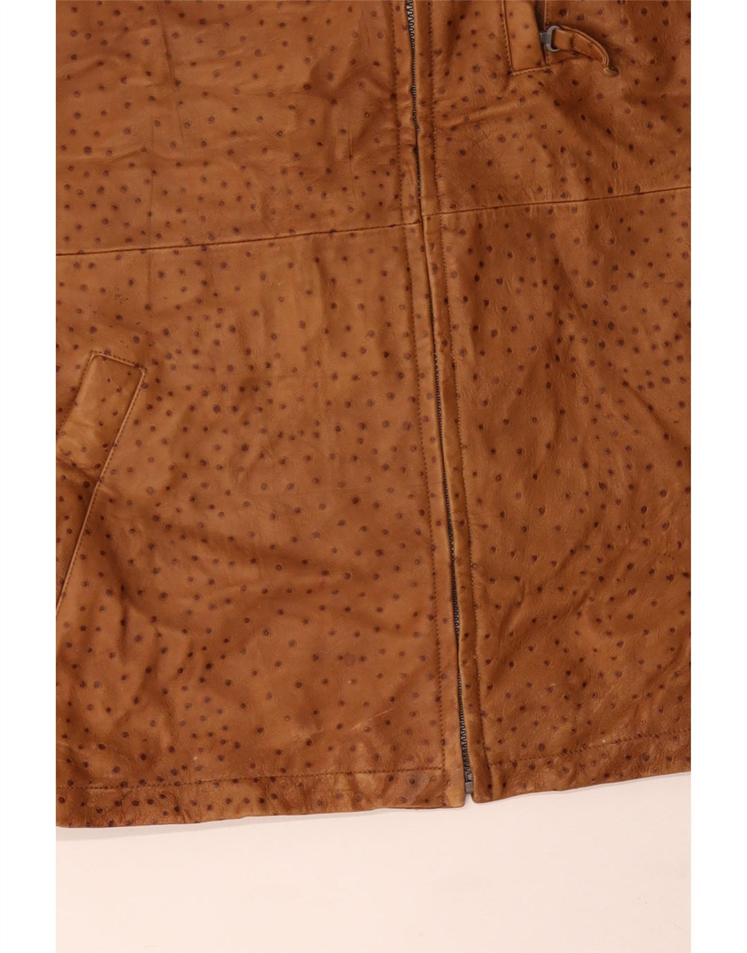 VINTAGE Herre Læder Gilet IT 56 3XL Brun Plettet