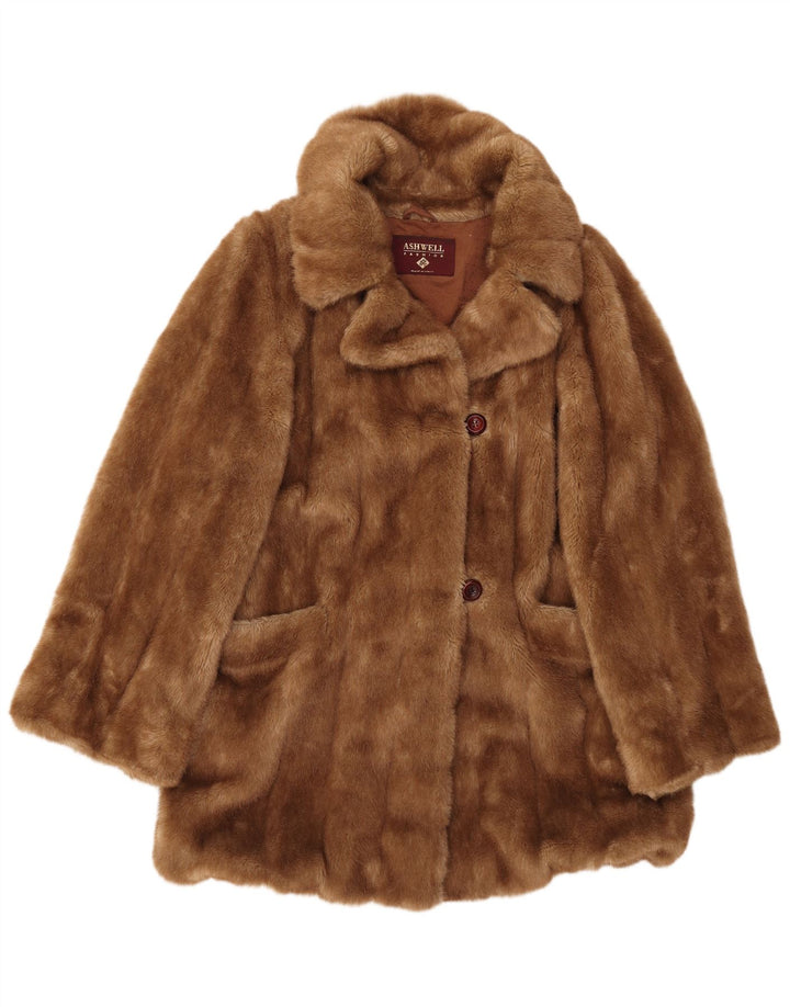 ASHWELL Dame Oversized Faux Fur Coat IT 46 Stor brun akryl