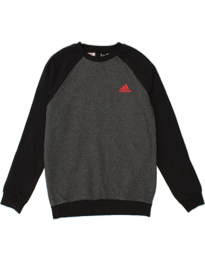ADIDAS Boys Sweatshirt Jumper 11-12 Years Grey Colourblock Cotton Vintage Adidas and Second-Hand Adidas from Messina Hembry 