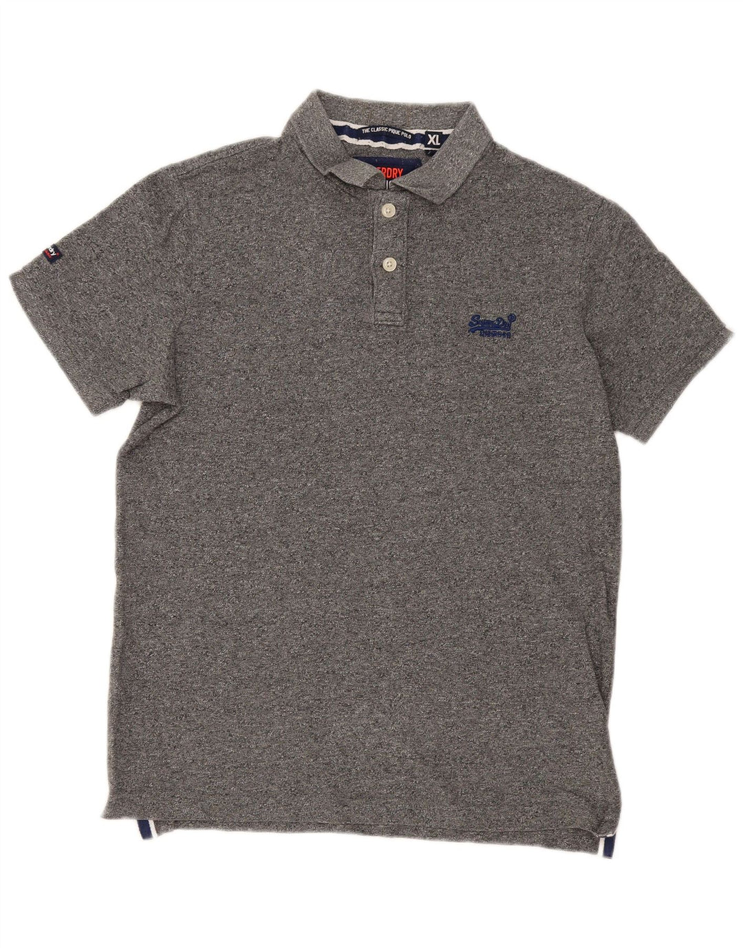 Superdry Poloshirt til mænd XL Grå Flecked Bomuld