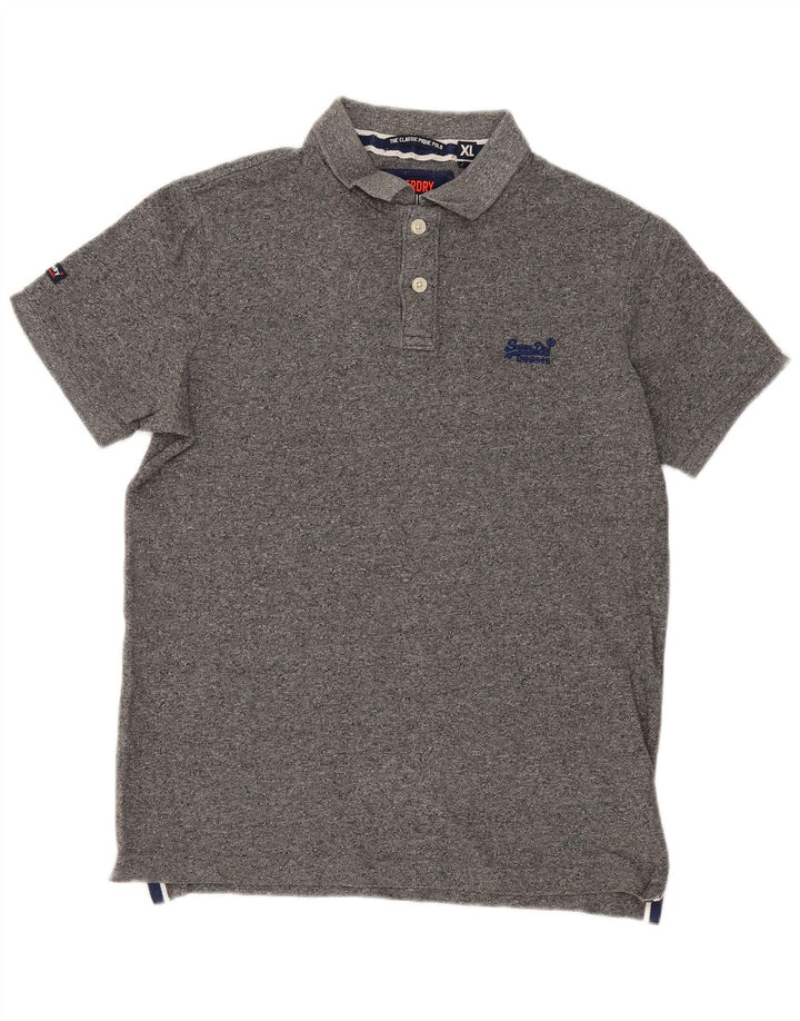 Superdry Poloshirt til mænd XL Grå Flecked Bomuld