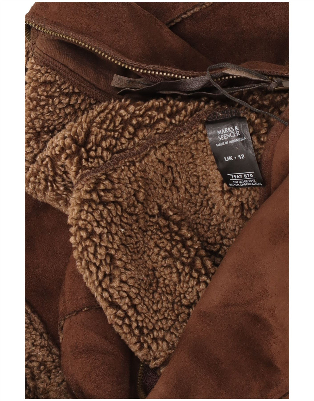 Marks & Spencer Dame Sherpa Gilet UK 12 Medium Brown Polyester