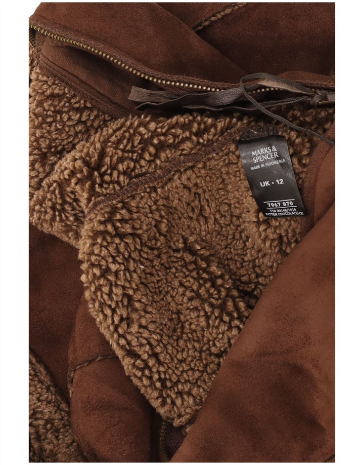 Marks & Spencer Dame Sherpa Gilet UK 12 Medium Brown Polyester