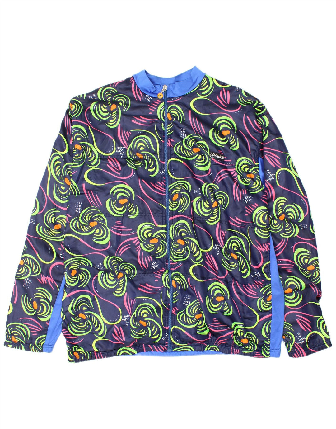 Castelli Herre træningsdragt Top jakke Stor marineblå blomster nylon