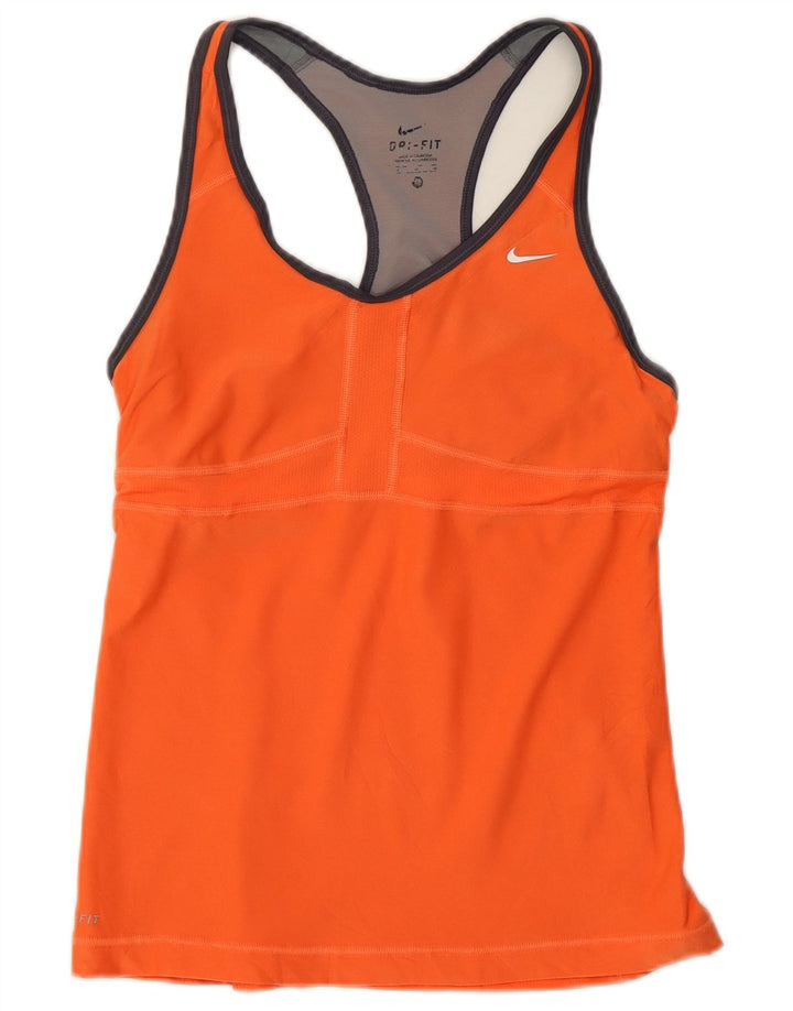Nike Dame Dri Fit Vest Top UK 12 Medium Orange Polyester