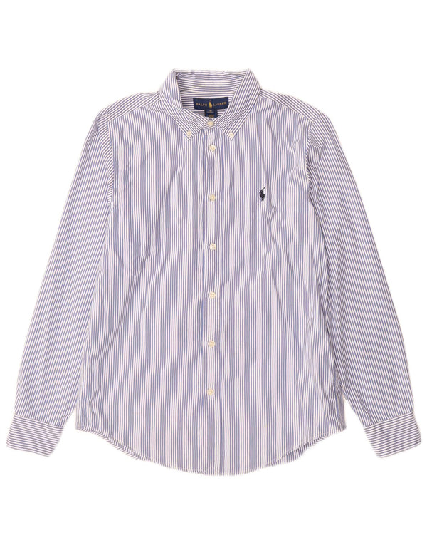 Ralph Lauren Boys Custom Fit skjorte 15-16 år Blå nålestribet bomuld