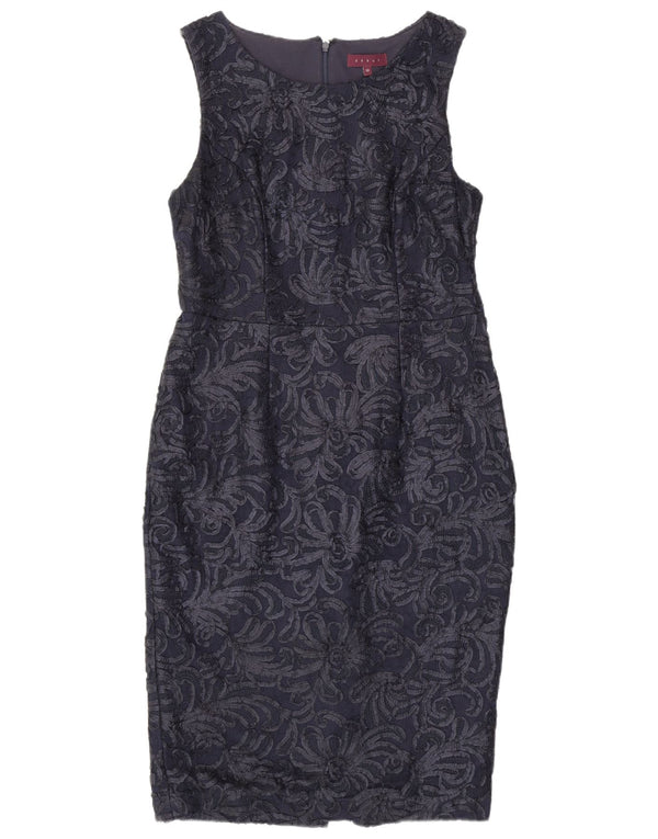 Debut Dame Ærmeløs Slim Fit Skede Kjole UK 12 Medium Navy Blue Floral