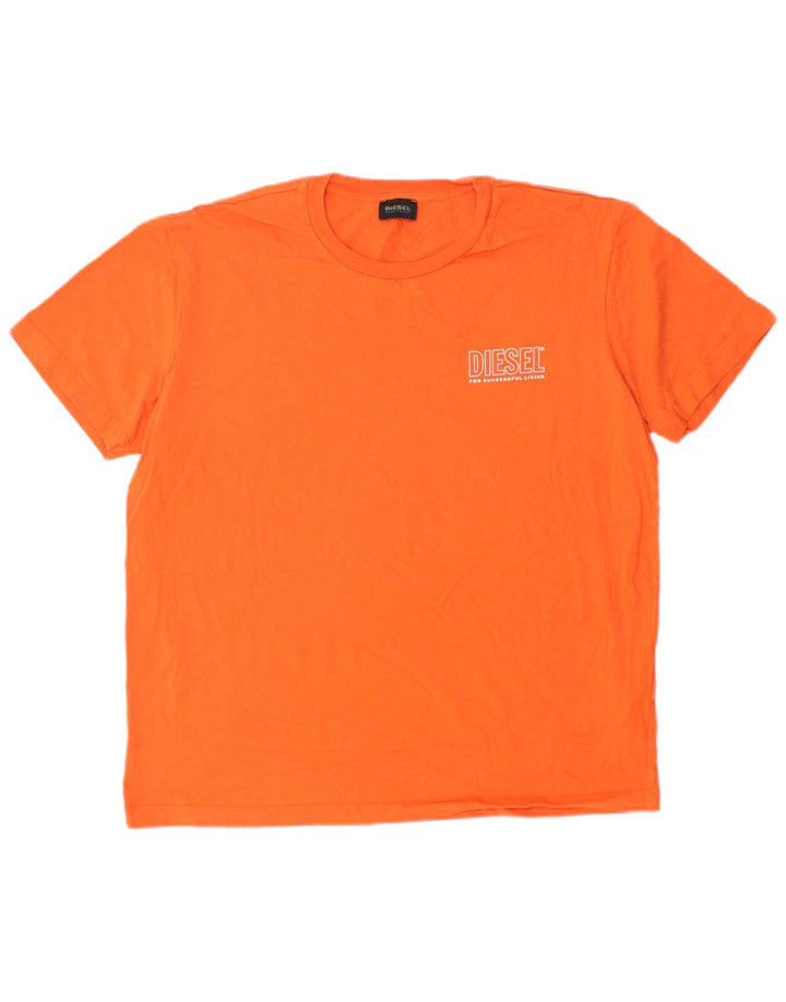 DIESEL Drenge T-Shirt Top 15-16 År Stor Orange Bomuld