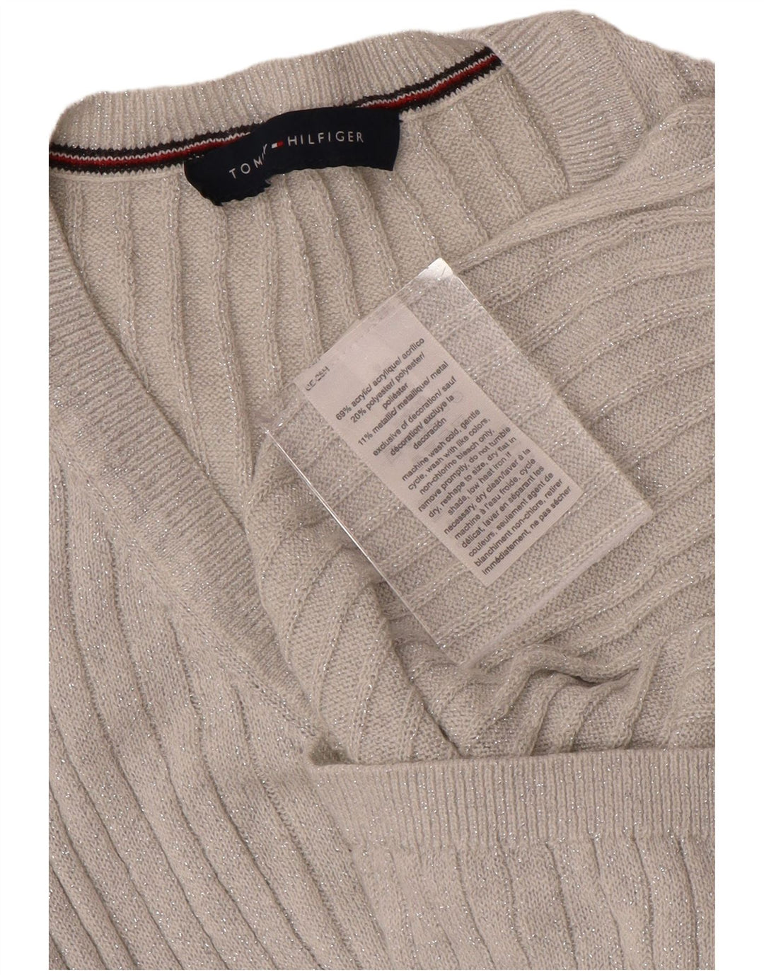 Tommy Hilfiger Dame V-hals sweater UK 12 Medium Grey Flecked