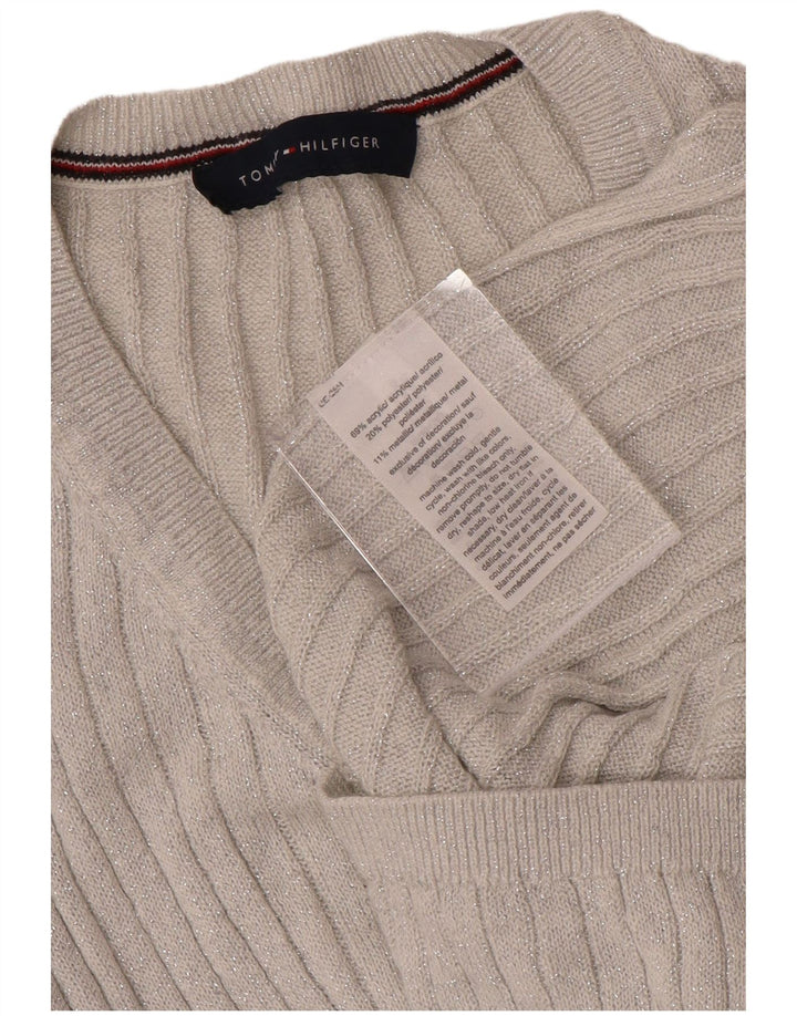 Tommy Hilfiger Dame V-hals sweater UK 12 Medium Grey Flecked