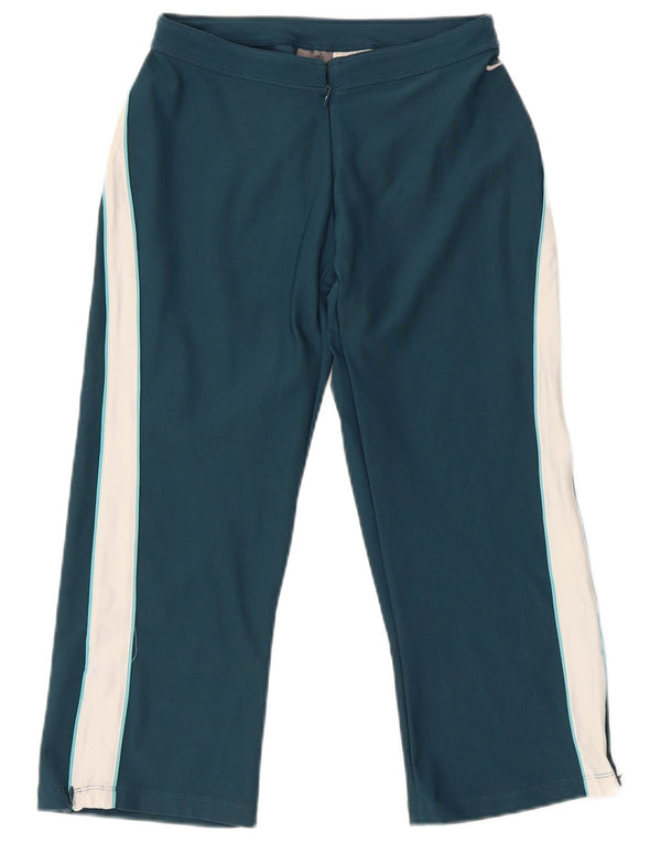 Nike Dame Capri Træningsdragt Bukser UK 8/10 Small Green Colourblock Sports
