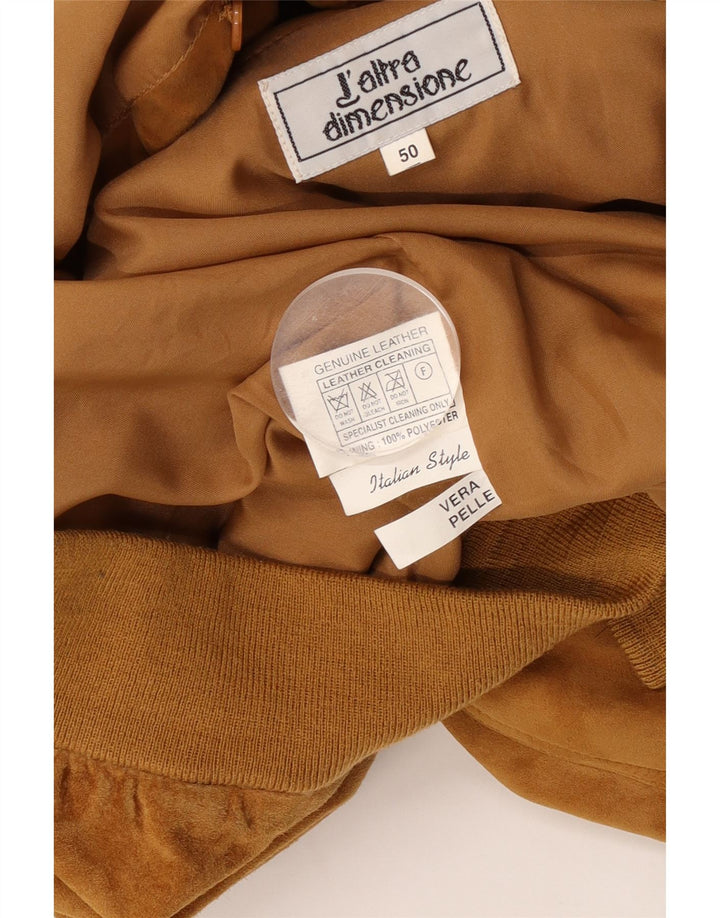 Vintage herre ruskind bomberjakke IT 50 Stort beige læder