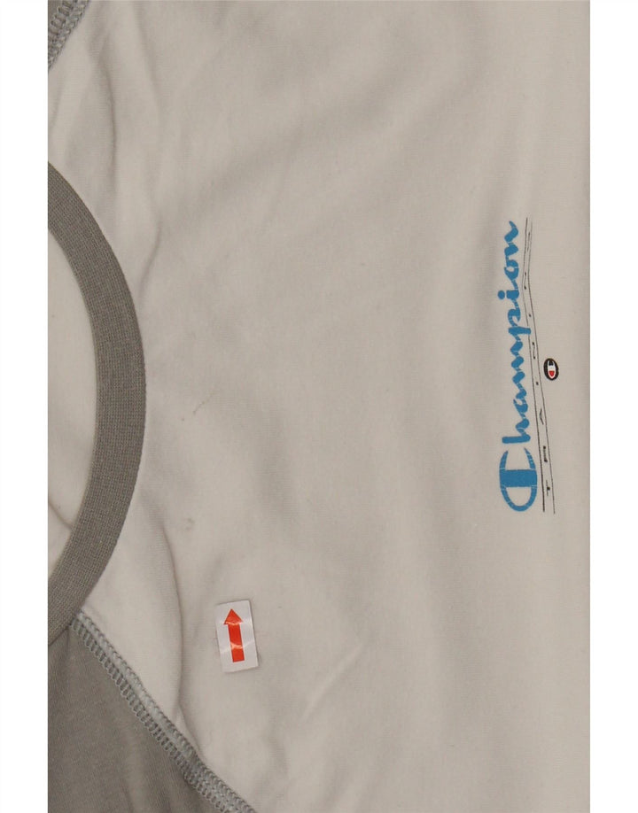 CHAMPION Dame T-Shirt Top UK 14 Large White Colourblock