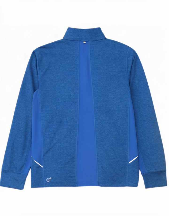Puma Herre Zip Neck Pullover Træningsdragt Top Stor Blå Colourblock