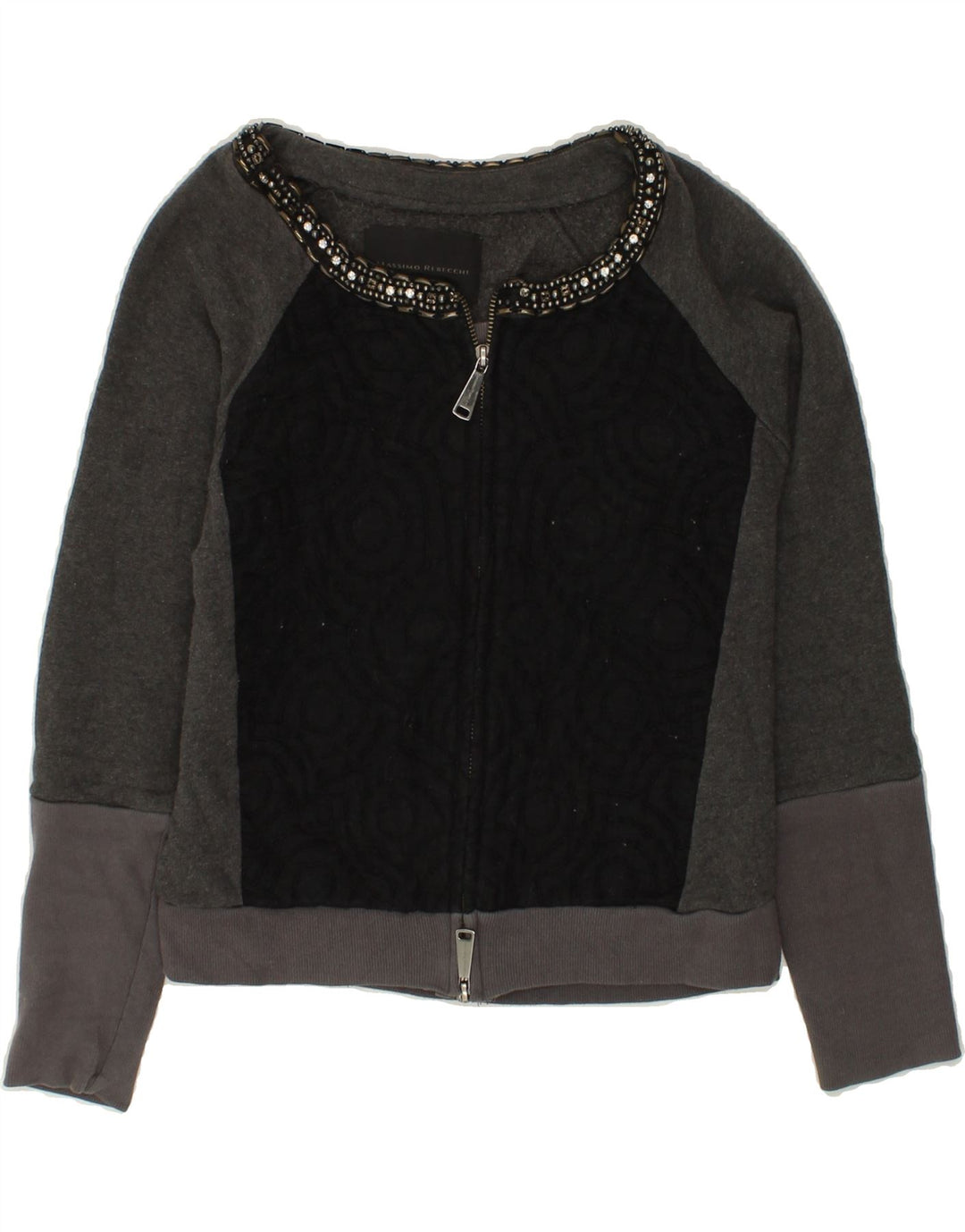 MASSIMO REBECCHI Womens Cardigan Sweater IT 40 Small Grey Colourblock Vintage Massimo Rebecchi and Second-Hand Massimo Rebecchi from Messina Hembry 