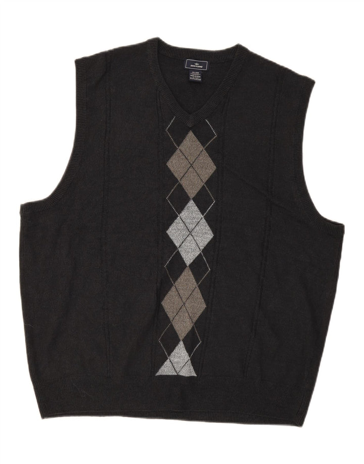 DOCKERS Mens Vest Tank Top 2XL Black Argyle/Diamond Acrylic Vintage Dockers and Second-Hand Dockers from Messina Hembry 