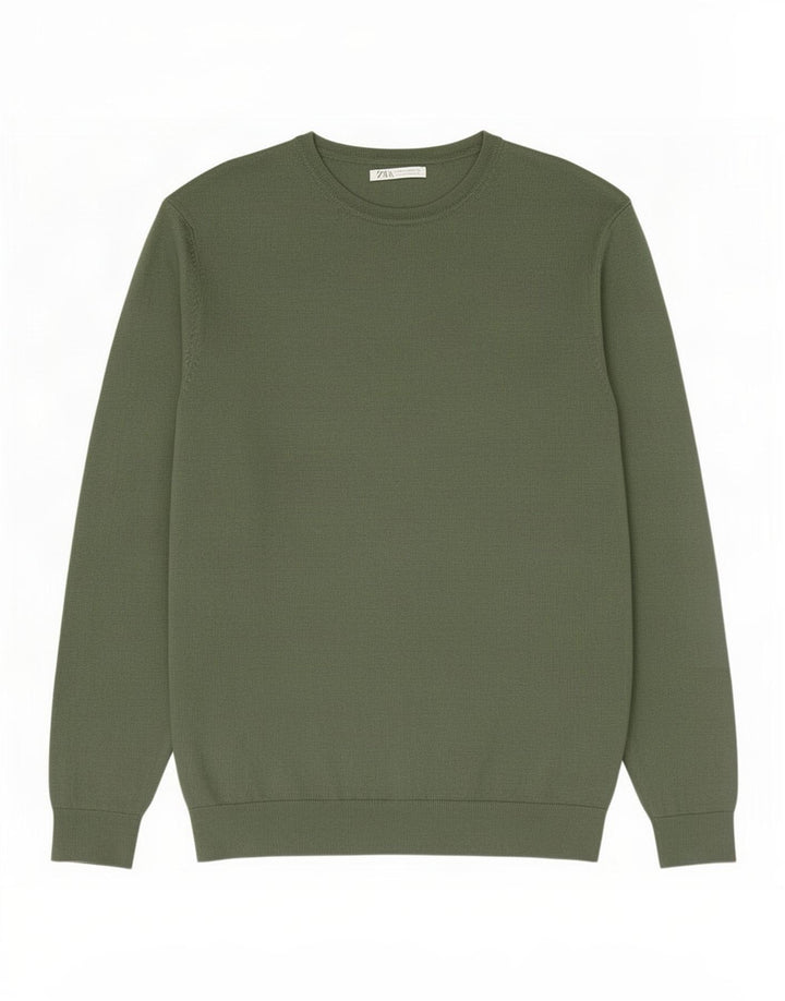 Zara Herre Boat Neck Jumper Sweater Medium Green Viscose