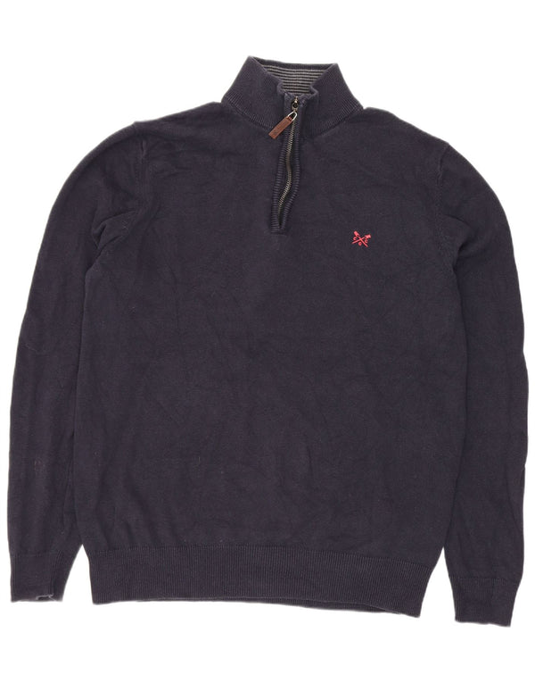 Besætningstøj Herre Zip Neck Jumper Sweater Medium Navyblå Bomuld
