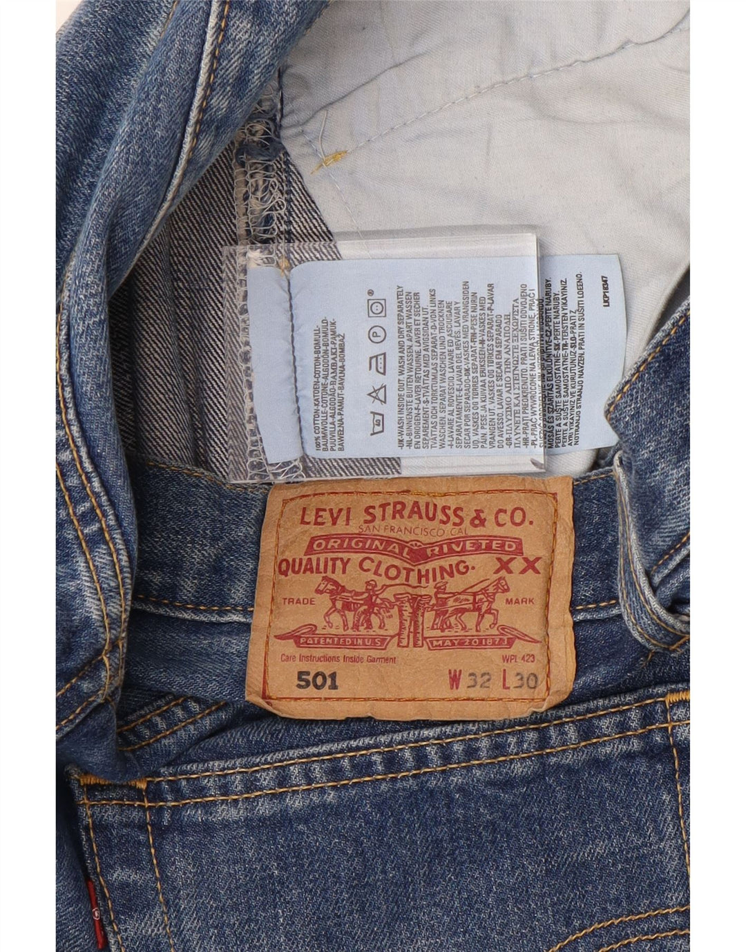 Levi's Herre 501 Straight Jeans W32 L30 Blå Bomuld