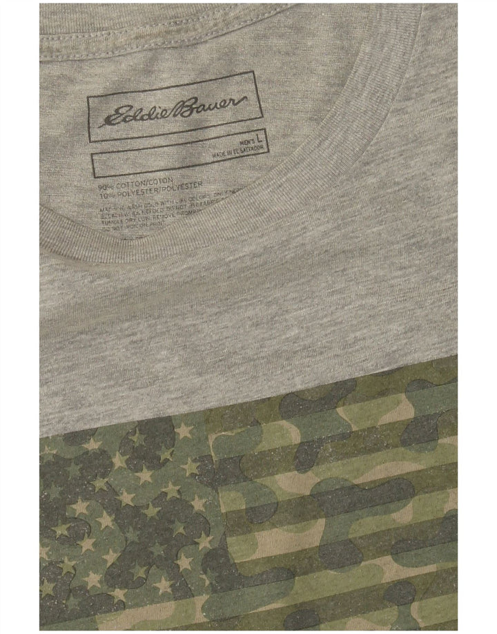 Eddie Bauer Herre Grafisk T-Shirt Top Stor Grå Bomuld