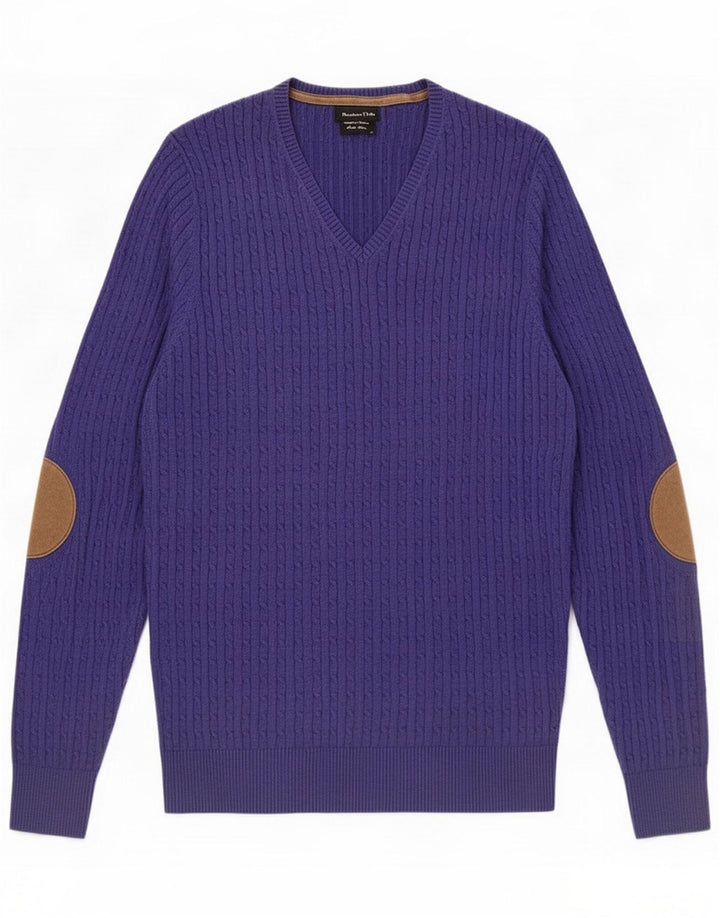 Massimo Dutti Dame V-hals sweater UK 12 Medium Navy Blue