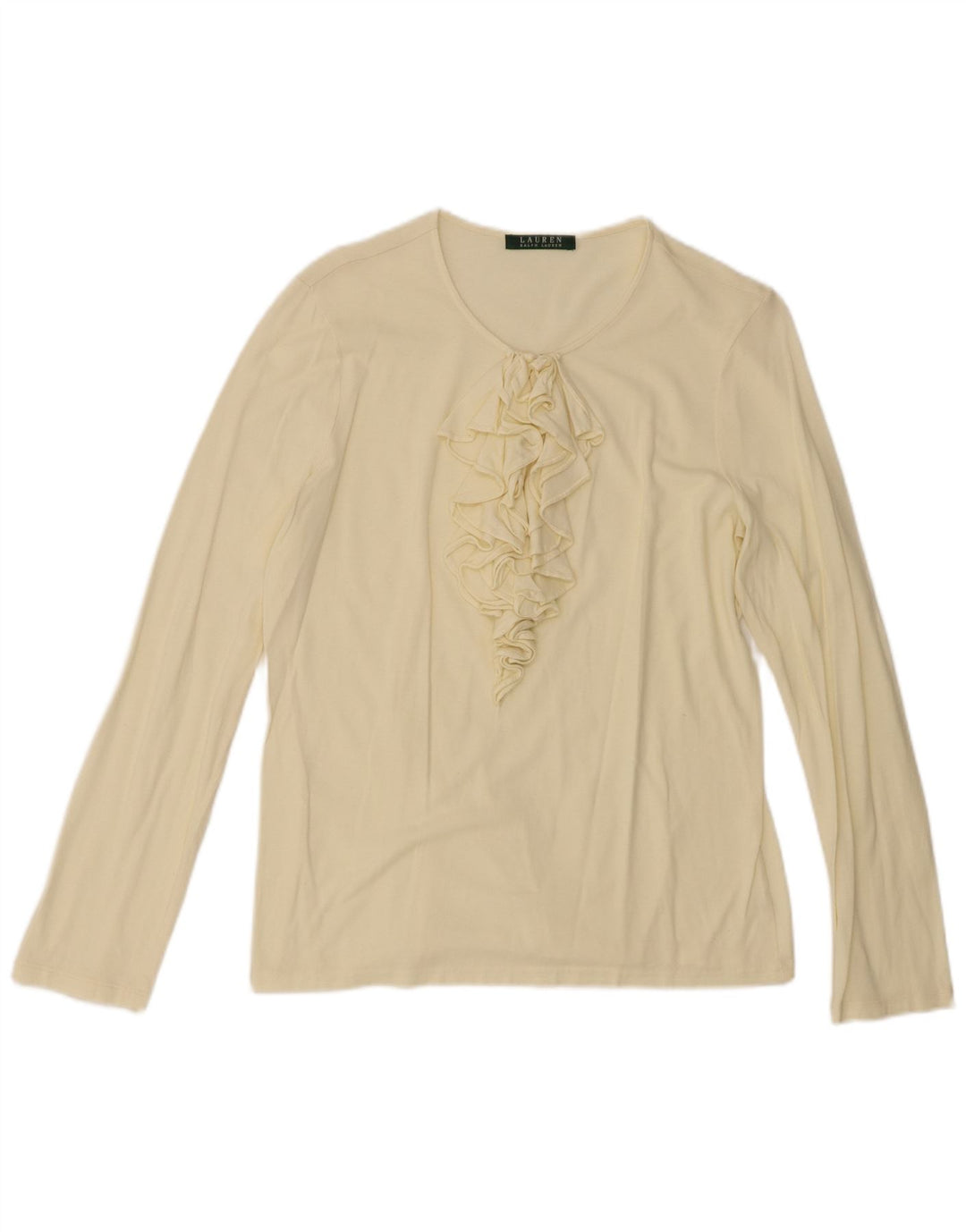 Ralph Lauren Dame Flæse Top Langærmet UK 12 Medium Gul