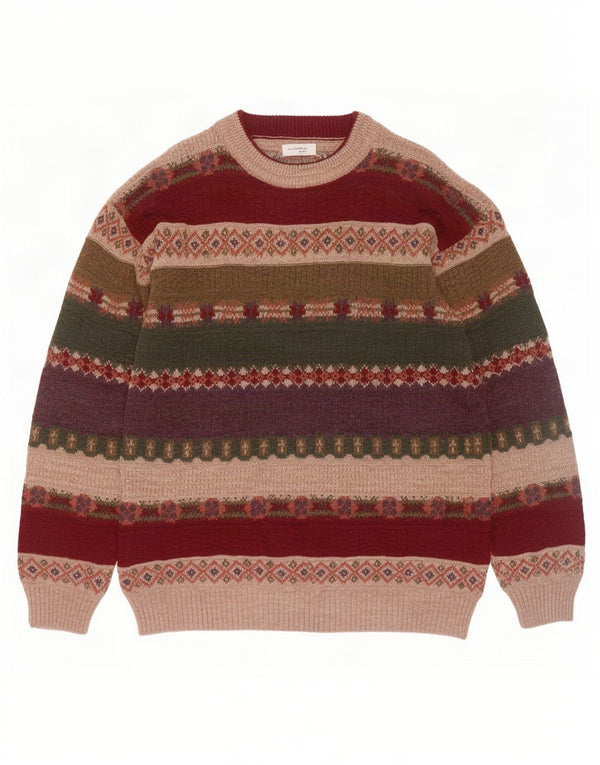 Vintage Herre rund hals sweater IT 50 Medium Flerfarvet Fair Isle