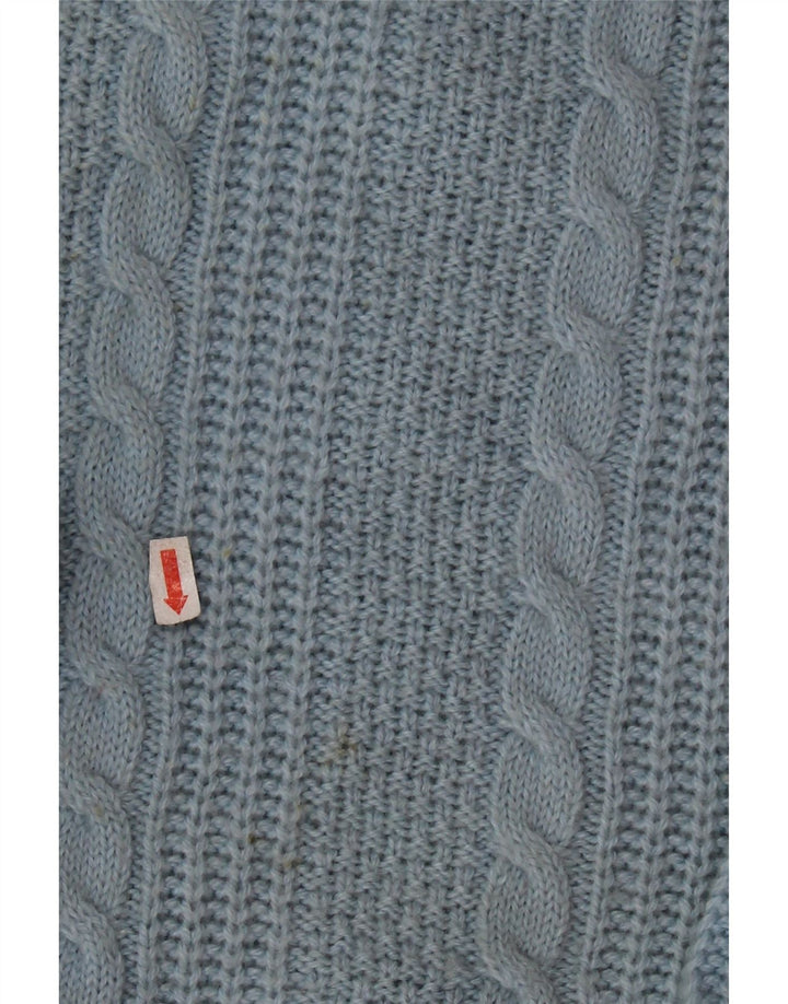 STEFANEL Dame Oversized Crew Neck Jumper Sweater UK 16 Large Blue Wool