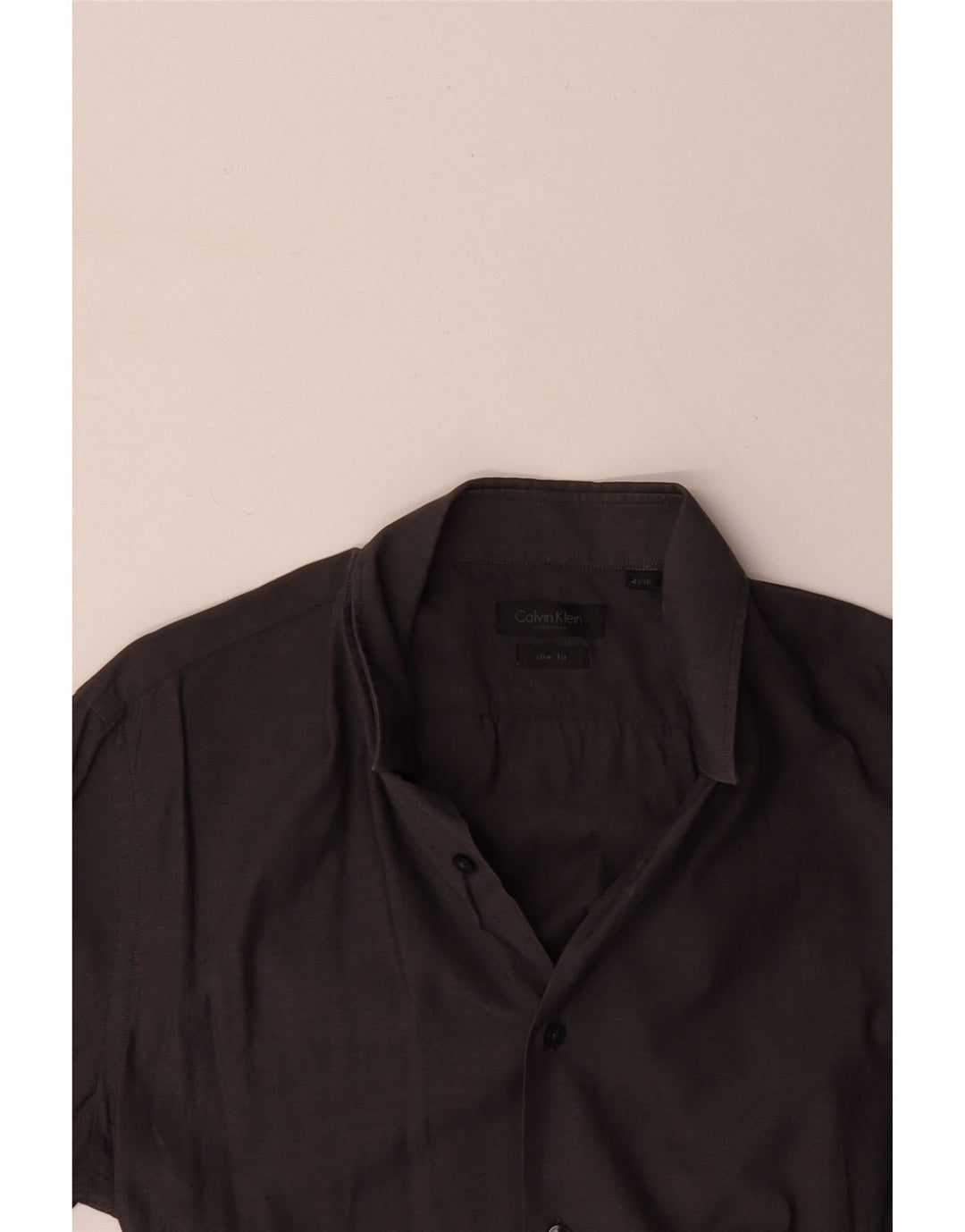 CALVIN KLEIN Herre Slim Fit Skjorte Str. 41 16 Large Grå