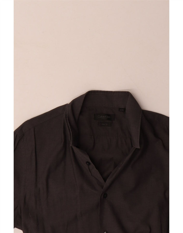 CALVIN KLEIN Herre Slim Fit Skjorte Str. 41 16 Large Grå