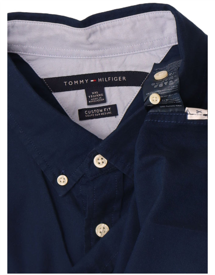 Tommy Hilfiger Herre Custom Fit skjorte 2XL marineblå bomuld