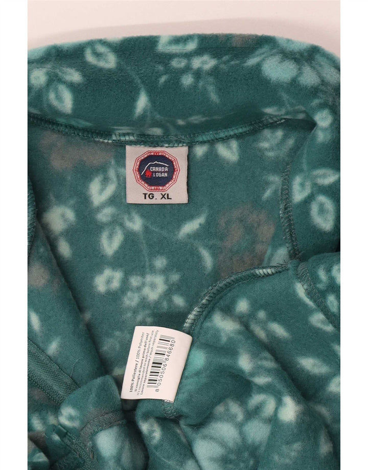 Canada Logan Fleecejakke til kvinder UK 18 XL Grøn blomsterpolyester