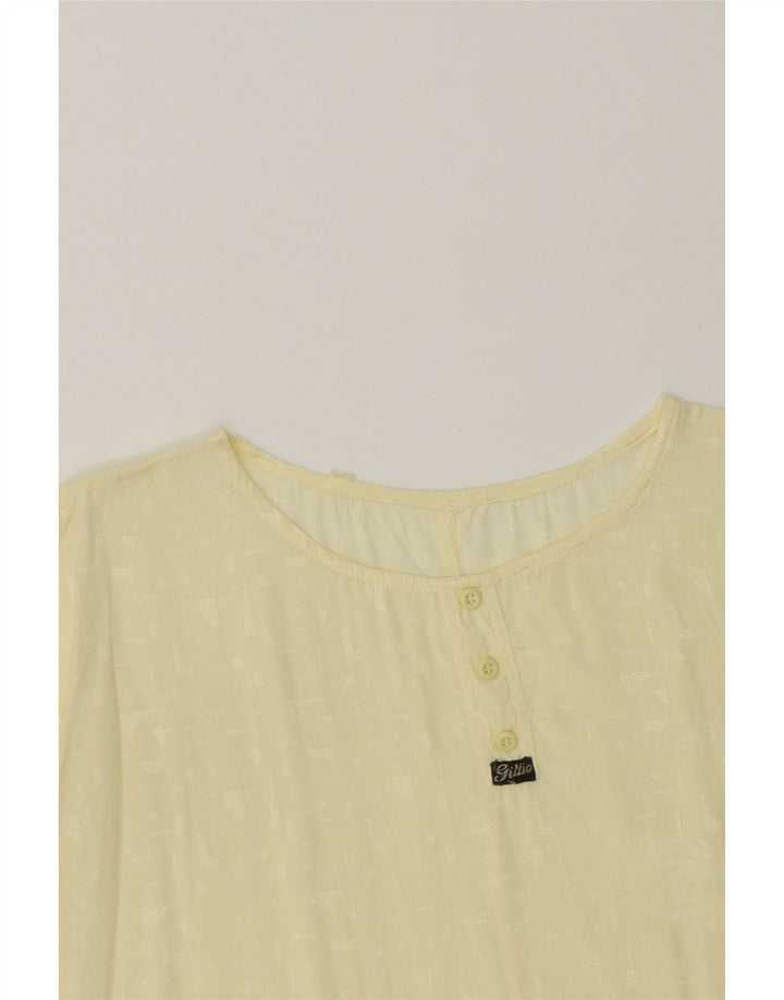 VINTAGE Womens Blouse Top UK 14 Large Yellow Geometric Viscose Vintage Vintage and Second-Hand Vintage from Messina Hembry 