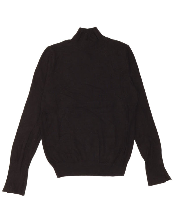 Zara Dame Turtle Neck Jumper Sweater UK 14 Large Black Viscose