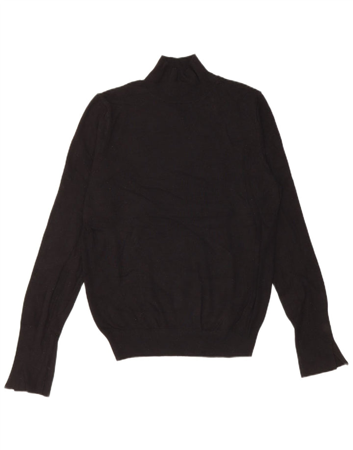 Zara Dame Turtle Neck Jumper Sweater UK 14 Large Black Viscose