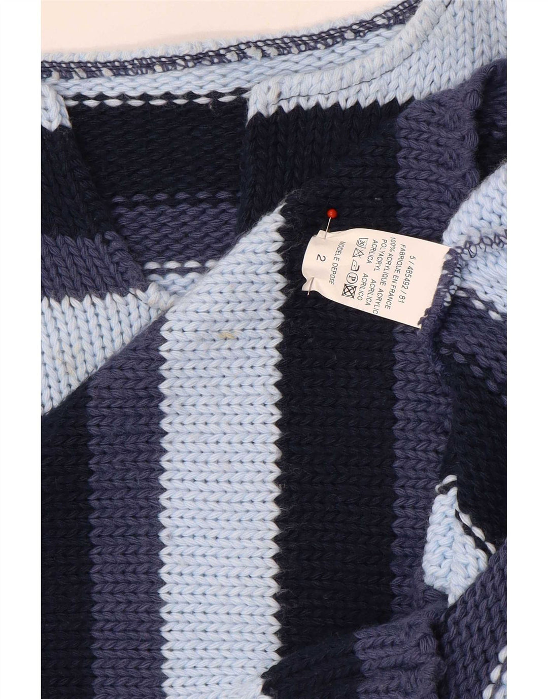 Vintage Dame V-hals Jumper Sweater UK 12 Medium Flerfarvet Stribet