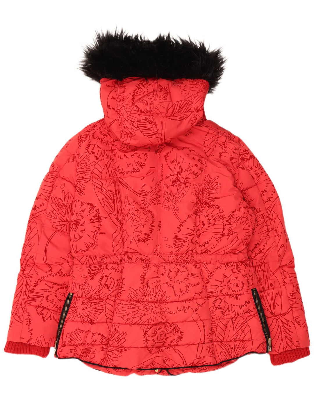Desigual hættejakke til kvinder EU 44 XL rød blomstret polyester
