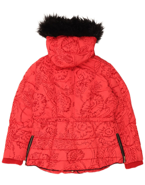 Desigual hættejakke til kvinder EU 44 XL rød blomstret polyester