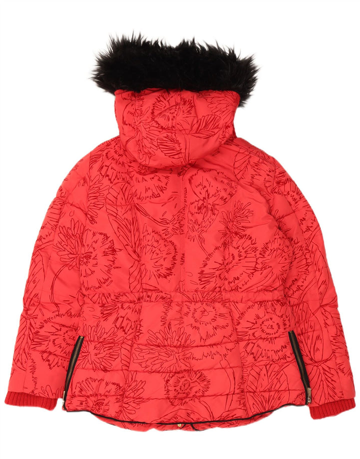Desigual hættejakke til kvinder EU 44 XL rød blomstret polyester