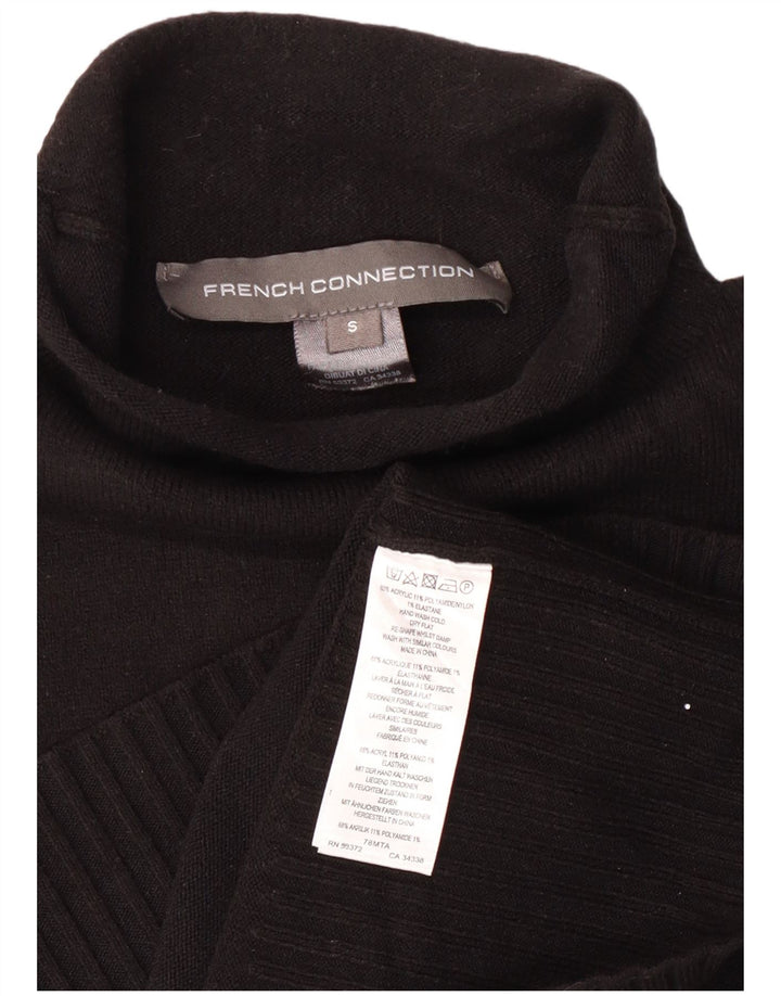 French Connection Dame Roll Neck Jumper Sweater UK 10 Small Black Acryl