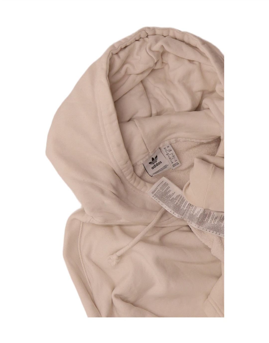 ADIDAS Womens Oversized Hoodie Jumper UK 12 Medium Off White Cotton Vintage Adidas and Second-Hand Adidas from Messina Hembry 
