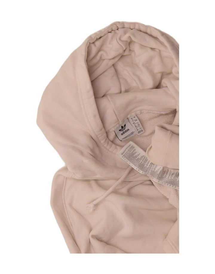 ADIDAS Womens Oversized Hoodie Jumper UK 12 Medium Off White Cotton Vintage Adidas and Second-Hand Adidas from Messina Hembry 