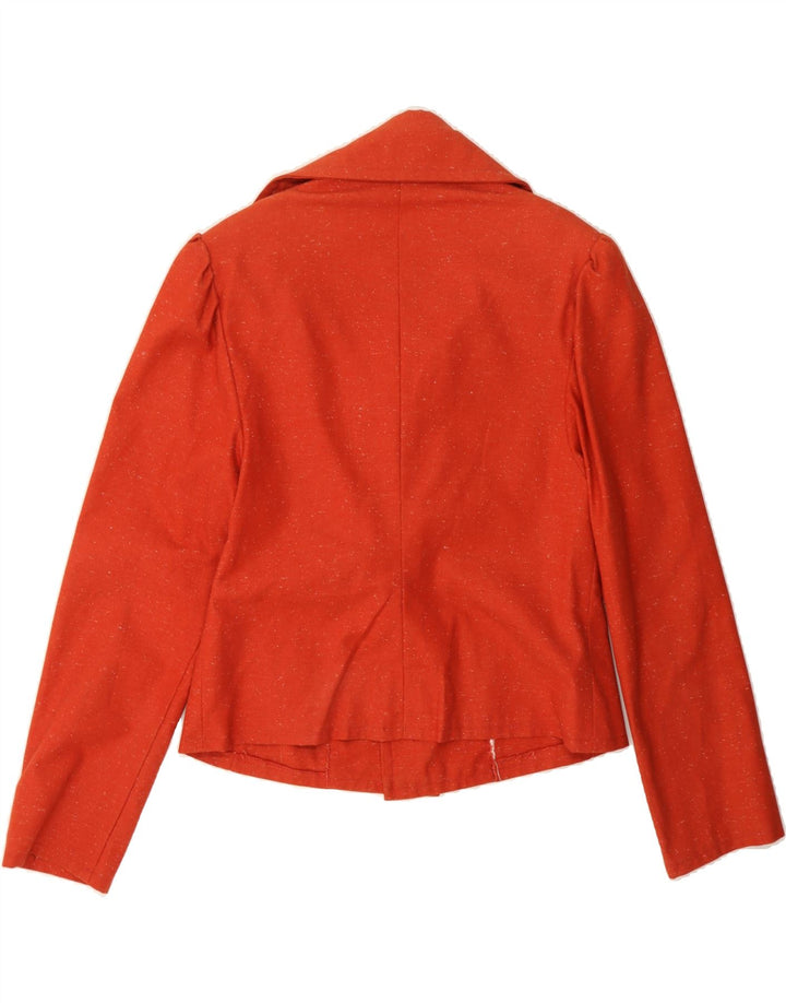 VINTAGE Womens Double Breasted Blazer Jacket UK 12 Medium Orange Flecked Vintage Vintage and Second-Hand Vintage from Messina Hembry 